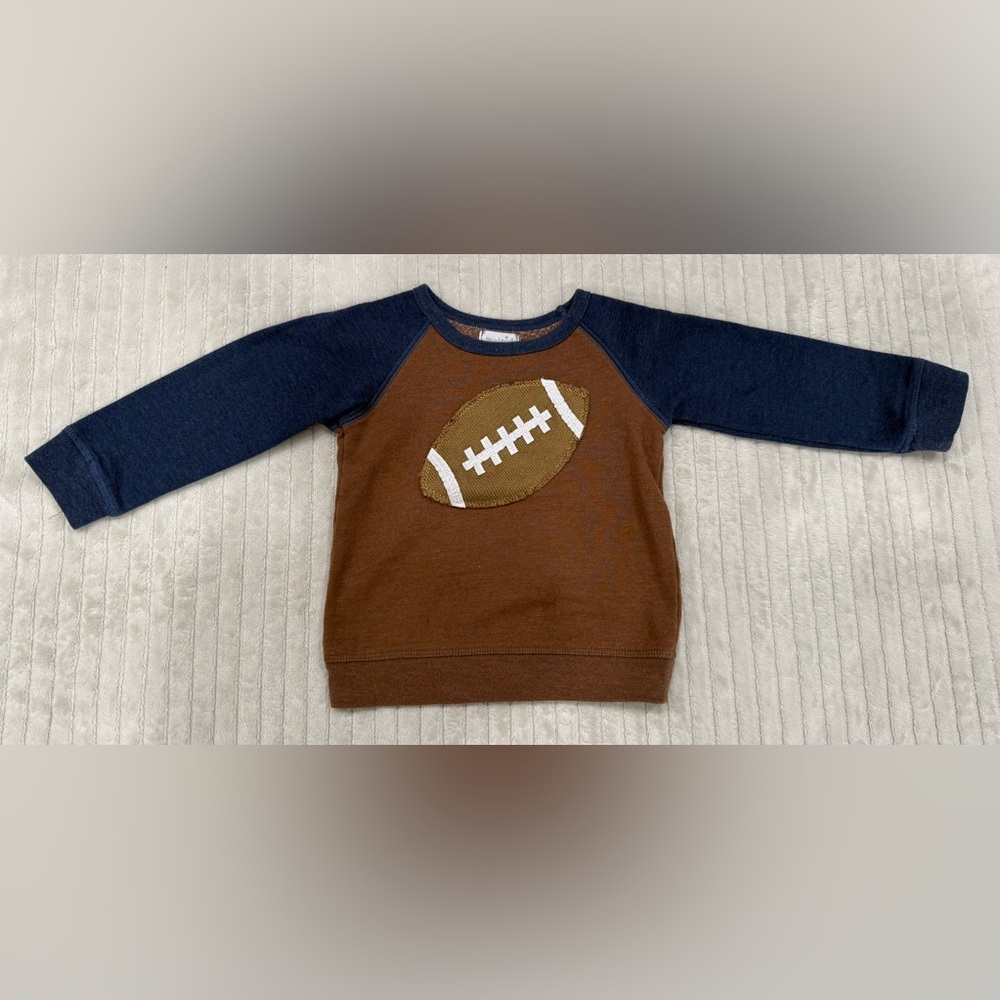 Mudpie Brown and Blue Kids Football Sweatshirt size 24m/2T-3T